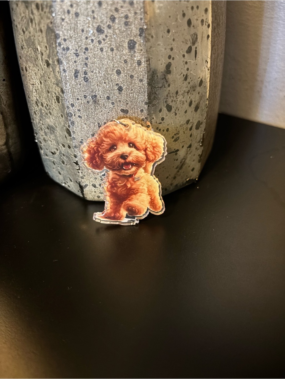 Charm/Keychain- Cute 2D Flat Acrylic Toy Poodle Puppy Dog - Picture 4 of 4